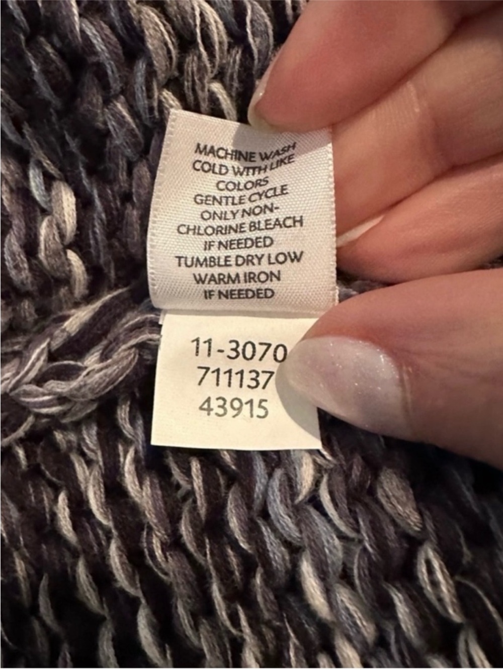 J. Jill Marled Blue Charcoal Cotton Cardigan Large Open Front Chunky Knit Cozy - Picture 10 of 15